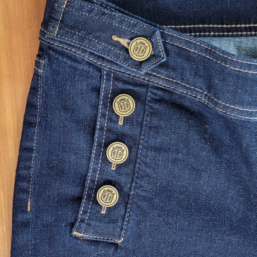 Talbots Dark Wash Stretch Denim Nautical Sailor Cropped Jeans - 6P - Picture 6 of 9